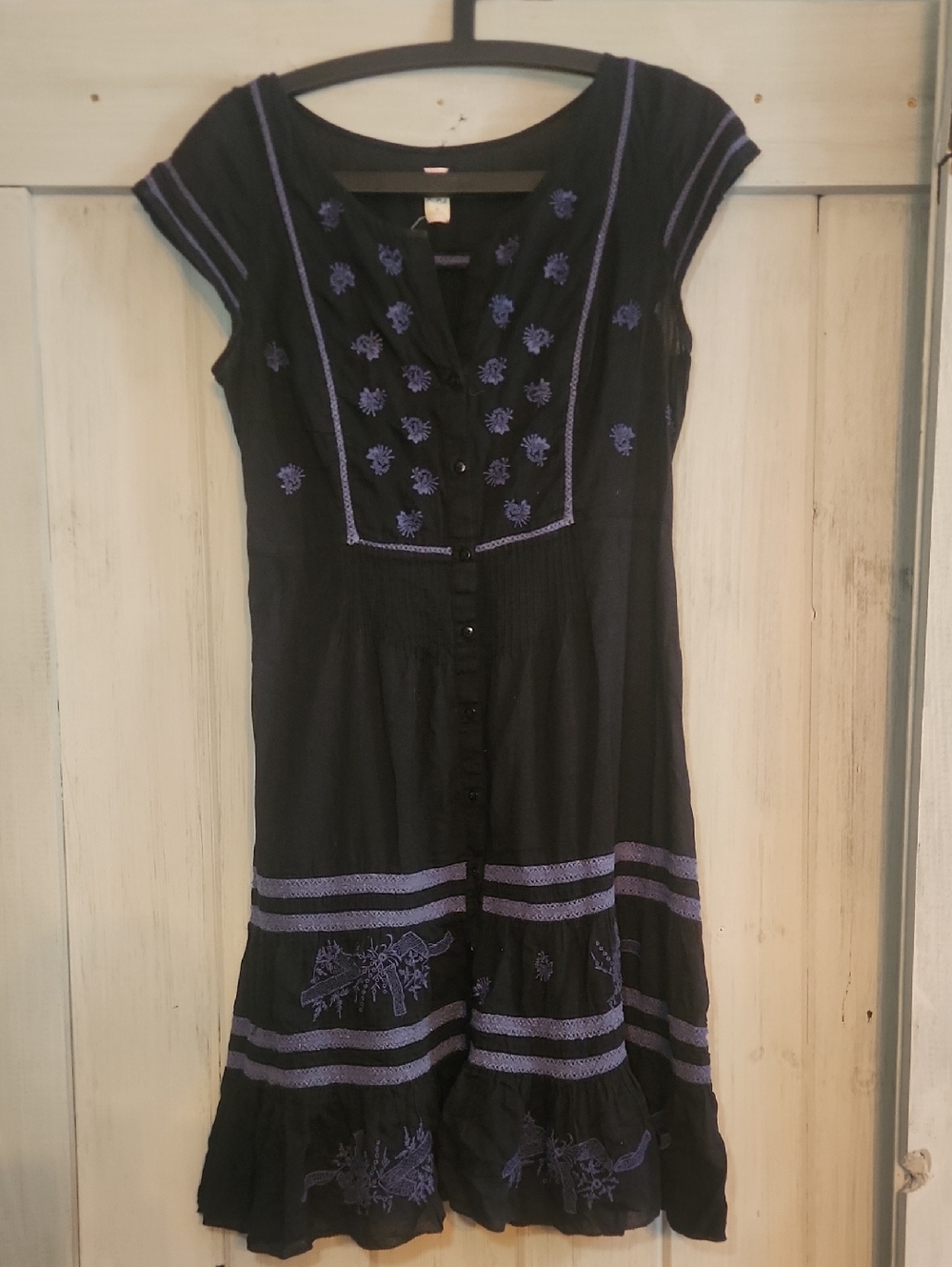 Free People Embroidered Cap-Sleeve Dress